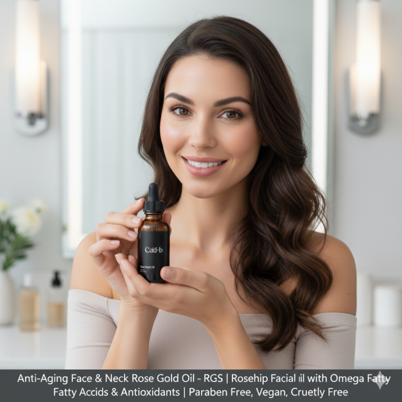 Anti-Aging Face & Neck Rose Gold Oil – RGS | Rosehip Facial Oil with Omega Fatty Acids & Antioxidants | Paraben Free, Vegan, Cruelty Free